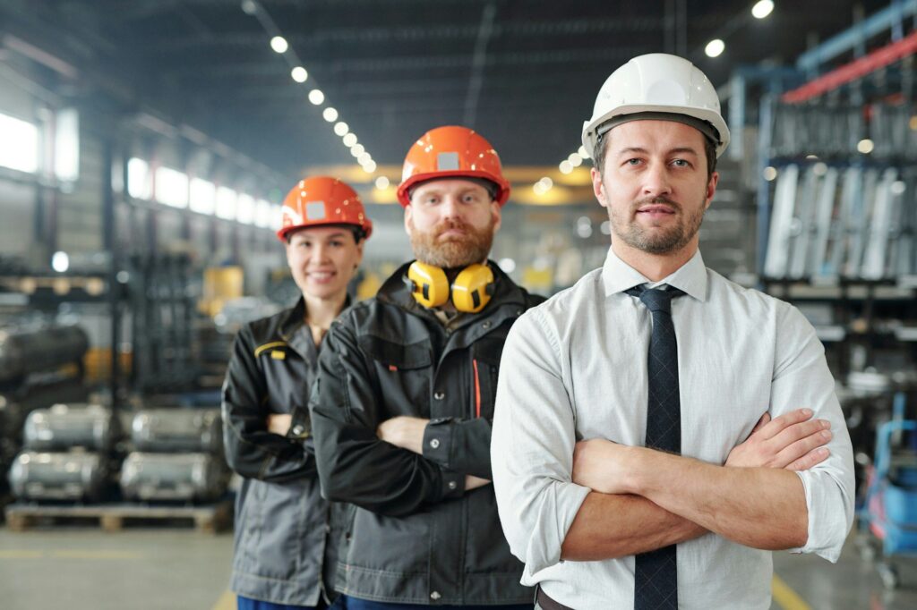 leaders of manufacturing production plant